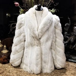 JORDACHE Faux White & Gray Fox Fur Jacket Sz 13/14